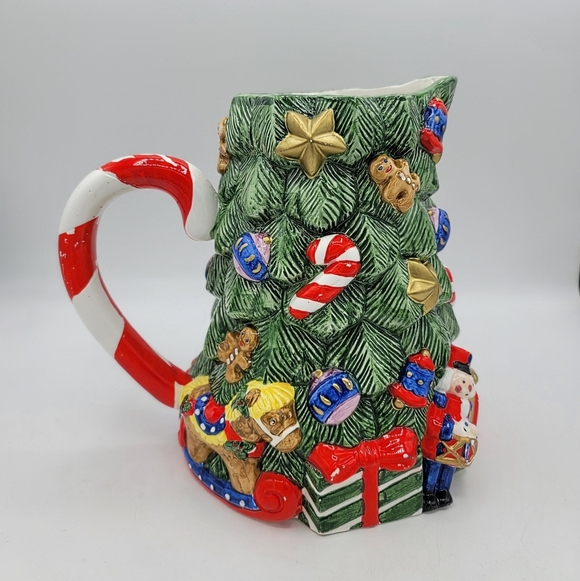 Celebrate the Season Other - 1995 Christmas Tree Pitcher Ceramic Holiday Jug Celebrate the Season w Box Vtg